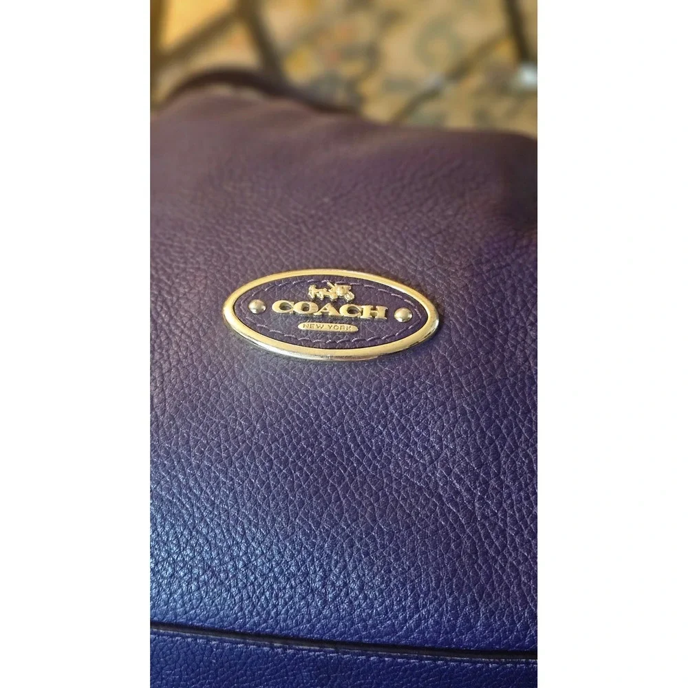COACH Edie Pebbled Leather Shoulder Bag - Plum Purple
